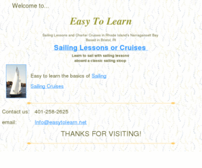 easytolearn.net: Sailing lessons cruises in Rhode Island RI Narragansett Bay private sailing lessons available Lessons
