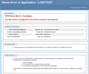 lcaction.org: IIS 7.5 Detailed Error - 403.14 - Forbidden
