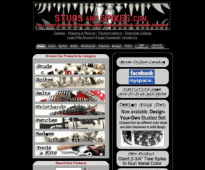 studsandspikes.net: Studs And Spikes .com store
Studs and Spikes has a huge selection of loose Studs and Spikes for Punk, Metal, Goth, Motorbike jackets, belts, bracelets, saddle bags, and Medieval clothing. We supply motorcycle custom shops, DIY Punk and Metal apparel design, and Leather craft.