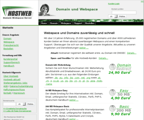hostweb.de: Webspace, Domain mit PHP, MySQL, CGI, Perl, Statistik, SSL Zertifikat und Handbuch - Hostweb
Domains und Webspace, günstig, zuverlässig und schnell mit kompetentem  Support von Hostweb
