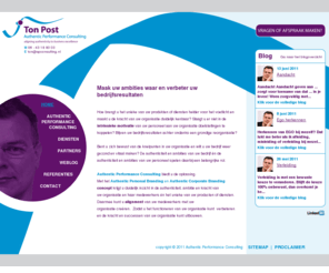 apconsulting.nl: A.P. Consulting - maak uw ambities waar, verbeter uw bedrijfsresultaten
Verbeter uw bedrijfsresultaten en maak uw ambities waar. Authentic Performance Consulting biedt de oplossing met een vernieuwend, geïntegreerd concept. Authentic Personal & Corporate Branding.