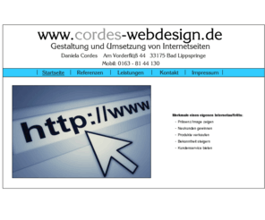cordes-webdesign.de: | Cordes-Webdesign Paderborn |
Cordes- Webdesign erstellt schnelle Webseiten nach Ihren Wünschen und Vorstellungen.