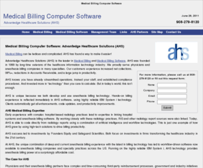 medicalbillingcomputersoftware.com: Medical Billing Computer Software
908-279-8120 Advantedge Healthcare Solutions, medical billing, medical billing software, electronic medical billing, medical billing services, medical billing computer software, physician billing, physician billing services and medical billing company AHS