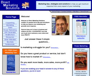tips-strategies-and-solutions.com: Marketing tips, strategies and solutions for business development and advancement.
Tips, strategies and solutions to get more leads, more orders, more sales from your marketing.