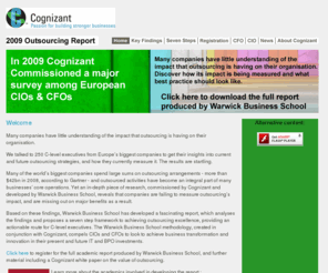 quantifyingoutsourcingbenefits.com: Cognizant and Warwick Business School survey of European CIO and CFO attitudes towards outsourcing
Many companies have little understanding of the impact that outsourcing is having on their organisation. Discover how its impact is being measured and what best practice should look like.