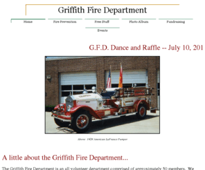 griffithfiredepartment.org: Griffith, Indiana Fire Department
The Griffith Fire Department is an all volunteer department located in Northwest Indiana.The Griffith Fire Department provides emergency services to the residents of Griffith Indiana.