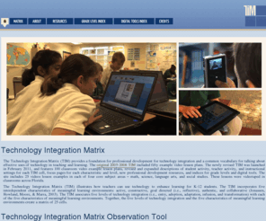 mytechmatrix.com: Technology Integration Matrix
The Technology Integration Matrix (TIM) illustrates how teachers can use technology to enhance learning for K-12 students.