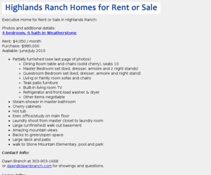 dawnbranch.com: Highlands Ranch Colorado home for rent or sale
Highlands Ranch Colorado home for rent