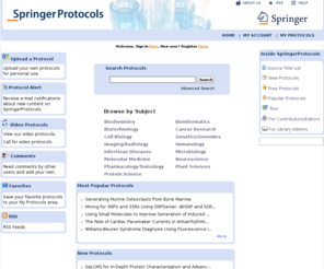 mimbprotocols.com: SpringerProtocols
Springer Protocols is the largest subscription-based electronic database of reproducible laboratory protocols in the Life and Biomedical Sciences.