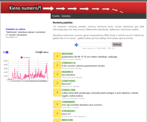 numeris.info: Kieno numeris?
Skambina is nezinomo numerio? Tai svetainės lankytojų pateikta numerių duomenų bazė.