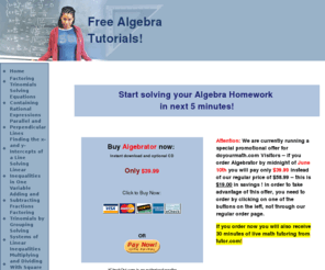 doyourmath.com: Exponents
From exponents to numbers, we have got everything included. Come to Doyourmath.com and discover subtracting rational expressions, graphs and a great deal of additional math subjects