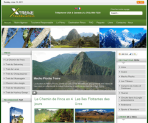 aventureincaperou.com: Voyage Perou, Chemin de l’inca Machu Picchu Tour Pérou, Trekking Cusco
Agence de voyage francophone basée à Cusco, propose des voyages d’aventure et treks sur les pas des incas autour de Cusco et au Pérou.