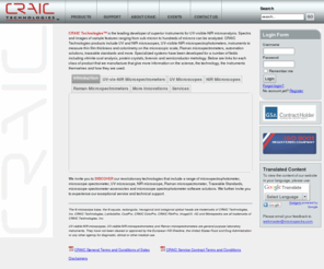 minispectra.net: CRAIC Technologies Microspectrophotometer & Microspectrometer
CRAIC designs advanced ultraviolet-visible-near-infrared microspectrophotometer, UV microscope, NIR microscope, Raman microspectrometer, microscope spectrophotometer and microscope spectrometer solutions for non-destructive analysis of microscopic samples by transmission and fluorescence and reflectance and polarization microspectroscopy.