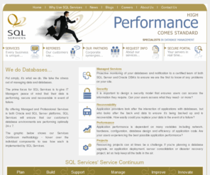 sqlservices.com: SQL Services
SQL Services are the premier provider of Managed Database Services in New Zealand and Australia with Dimension Data on the Oracle and Microsoft SQL Server platforms.  We provide proactive Managed Sercices Support for Backups, Databases (SQL Server and Oracle) and Exchange.