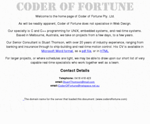 coderoffortune.com: Coder of Fortune Pty. Ltd.
Home page of Coder of Fortune Pty. Ltd.