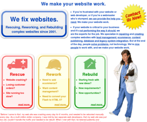 wefixbrokenwebsites.com: We Make Your Website Work! - Home
We specialize in repairing and creating complex websites with lead management, ecommerce, content publishing, database and legacy system integration. 
