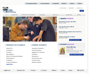 oit.edu: 
	Oregon Institute of Technology | OIT, Bachelor's, Master's Degree Programs, Distance Education, Portland, Klamath Falls, La Grande, Medford, Seattle

Oregon Institute Of Technology Offers Degree Programs, Graduate/Undergraduate Degree Programs In Allied Health, Engineering, IT, Applied Sciences at Portland, Klamath Falls, La Grande, Medford, Seattle.