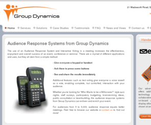 groupdynamics.co.uk: Audience Response from Group Dynamics
Audience Response Systems, Interactive Voting and Texting Solutions from Group Dynamics
