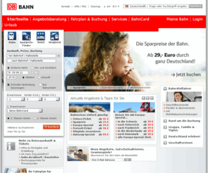 bahnshop1435.net: DB Bahn: bahn.de - Ihr Mobilitätsportal für Reisen, Bahn, Urlaub, Hotels, Städtereisen und Mietwagen
Deutschlands beliebtestes Reise- und Mobilitätsportal: Auskunft, Bahnfahrkarten, Online-Tickets, Ländertickets,  günstige Angebote rund um Urlaub und Reisen. Komfortabel planen und sicher buchen. 
