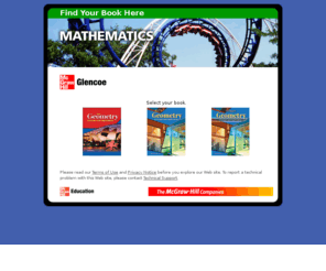 geomconcepts.com: Find Your Book Here, Mathematics, Glencoe Online
