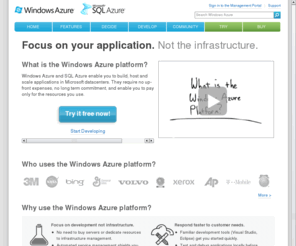 windowsaure.com: Windows Azure | Microsoft hosting | Online application | Application Hosting
Windows Azure is a cloud computing or cloud services operating system for the development service hosting and service management enviornment.