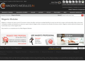 magento-modules.in: Magento Modules
Magento Modules is a E-Commerce solution that offers merchants complete flexibility & control over the look, content, and functionality of their online store. 
