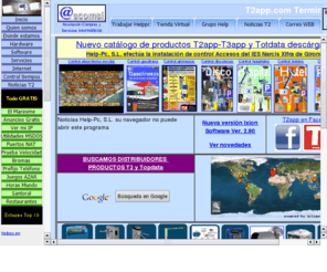 help-pc.net: Servicios Informaticos HELP-PC, S.L., control de accesos, control de presencia, control produccion, tarjetas bm, tarjetas duales
t2app relojes de fichar tarjetas relojes de marcar control de presencia control presencia fichador control de tiempos control horario tarjetas proximidad lector huella control de accesos control accesos control de produccion relojes fichar relojes marcar control tiempos timeclocks attendance clocks attendance control access control job tracking CONTROL DE PROCESO Y PRODUCCION CONTROL INFORMATIZADO DE PARKING TARJETA DE BANDA MAGNETICA INGENIERIA DE SOFTWARE DESARROLLO DE PROGRAMA A MEDIDA SOFTWARE PARA TALLER SOFTWARE DE CONTROL DE ACCESO SOFTWARE DE CONTROL DE PRESENCIA SOFTWARE GESTION COBRO APARCAMIENTO SOFTWARE PARA CONTROL DE PRODUCCION RELOJ PROGRAMADOR RELOJ DE CONTROL DE PRESENCIA RELOJ ELECTRONICO PROGRAMABLE RELOJERIA INDUSTRIAL SISTEMA DE CONTROL DE ACCESO CONTROL DE ACCESO A APARCAMIENTO CONTROL DE PRESENCIA TERMINAL INFORMATICO DE TARJETA SOFTWARE ANTIVIRUS LECTOR BIOMETRICO DE GEOMETRIA DE MANO RATON BIOMETRICO