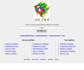 diffen.org: Diffen - Compare Anything. Diffen. Discern. Decide.
X versus Y - Comparison of and Difference Between any two things