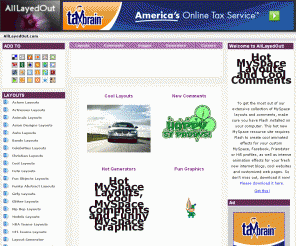 alllayedout.com: AllLayedOut.com - Cool MySpace Layouts, Free Comments, New MySpace Codes, Hot Graphics & More Fun Stuff!

