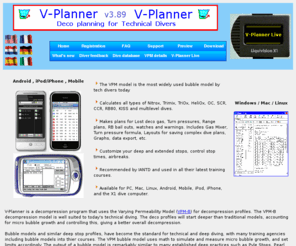 vplannerdivelog.net: V-Planner VPM & VPM-B & VPMB & VPM-B/E dive decompression software
VPM & VPM-B dive decompression software.