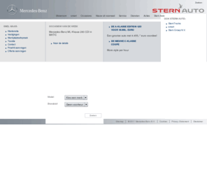 sternauto.com: Mercedes-Benz Stern Auto B.V. - Homepage
Stern Auto is de Mercedes-Benz dealer voor Midden Nederland. Met vestigingen op meer dan 10 plaatsen vertegenwoordigen wij Mercedes personenwagens, Mercedes bedrijfsautos, Mercedes Trucks en natuurlijk smart.