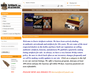 tomdavisartifacts.net: ..:: DAVIS Artifacts,inc. ::.. Tom and DAVID DAVIS  ... Home Page ...
