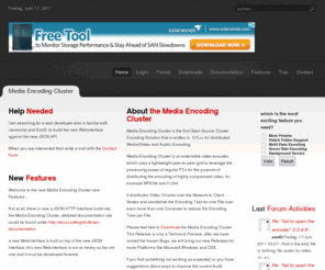 encodingcluster.com: Media Encoding Cluster
Media Encoding Cluster, Worldwide first Plattform Independent Open Source Distributed Encoding Solution