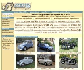 anciennes.net: [anciennes.net] Petites annonces gratuites pour collectionneur de véhicules anciens
Petites annonces gratuites de voitures, motos et autres véhicules, anciens et de collection.