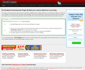 codebanter.com: Wordpress Autoresponder Optin for GetResponse and Aweber
Free wordpress plugin for adding an Autoresponder Optin box for Getresponse or Aweber