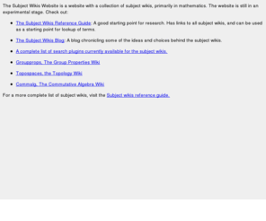 subwiki.org: Subwiki -- The Subject Wikis Website
