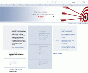 fractal.co.in: Fractal Analytics - Offshore Analytics Outsourcing and Predictive Analytics Services
Fractal Analytics is an offshore analytics outsourcing (KPO) company focussed on research and business analytics with specialization in predictive analytics and provides solutions in CRM Analytics, Marketing ROI Analysis, Business Analysis, Consumer Insights and Risk Analytics to clients across the globe.