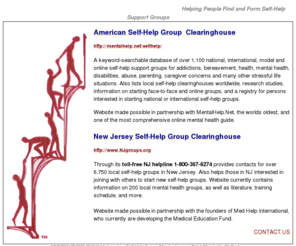selfhelpgroups.org: NJ and American Self-Help Group Clearinghouses - Saint Clare's Health
System
