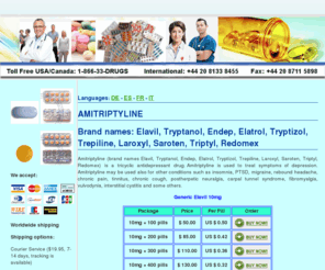 amitriptylines.com: Amitriptyline
Amitriptyline (Elavil, Endep) is a tricyclic antidepressant drug. Amitriptyline is used to treat symptoms of depression.