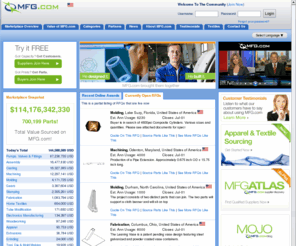 mfgconnect.net: Get Quotes from Machine Shops, Molders and Fabricators for CNC Machining, Molding and Fabrication Services.
MFG.com is the Online Global Manufacturing Marketplace for Sourcing Specialists and Manufacturing Companies. Quickly find Quality Machine Shops, Fabricators, Molders, Casters and Other Contract Manufacturers. Easy to use System for Getting Manufacturing Quotes for Machining, Fabrication, Molding, Casting, Textiles and More - Source Your Contract Manufacturing at MFG.com. Join Today!