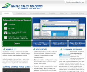 simplesalestracking.net: Simple Sales Tracking | Easy, Web Based Hosted CRM Software, Lead Tracking, Sales Pipeline Tool, SFA
Web Based/Hosted software for the tracking, analysis and forecasting of individual and team sales collaboratively.  Built with simplicity at its core, focus is kept on key sales tasks while eliminating unnecessary ones, helping to ensure buy-in of the entire sales team.