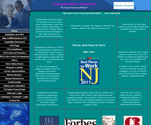 compsolutionsinc.com: Compensation Solutions, Inc. PEO ASO Professional Employer Organization NJ NY PA CT HR Outsourcing
Compensation Solutions is a PEO or Professional Employer Organization. We are a NJ PEO, NY PEO, CT PEO and PA PEO. We provide PEO services in New Jersey, New York, Pennsylvania and Connecticut. As a leading HRO or Human Resource Outsourcing firm we provide PEO and ASO, Administrative Service Organization, services to our client companies. This includes small and mid sized businesses with benefits including healthcare, insurance, 401k, Section 125, cafeteria style packages. Our NJ PEO also includes payroll, worker’s comp or worker’s compensation as part of the HR outsourcing. A PEO is also known as employee leasing or staff leasing. We are a leading nj employee leasing company. You can receive a peo quote from our new jersey peo. You can also receive peo information from our nj peo. If you need to find a nj peo or find a ny peo and are looking for human resource administration, our new jersey PEO or new york PEO is the answer.