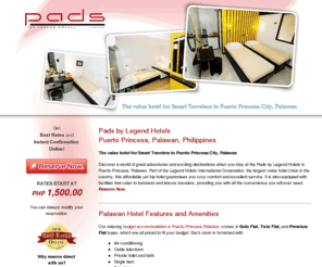 pads.com.ph: Pads by Legends Hotel | Affordable hotel in Puerto Princesa Palawan | budget accommodation in Puerto Princesa Palawan
Affordable hotel in Puerto Princesa Palawan - Budget accommodation that lets you discover a world of great adventures and exciting destinations, Pads by Legend Hotels in Puerto Princesa, Palawan is a part of the Legend Hotels International Corporation, the largest value hotel chain in the country, this affordable yet hip hotel guarantees you cozy comfort and excellent service.
