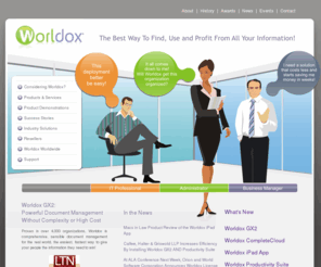 worldocs.net: Worldox: Powerful Low-Cost Document Management
Powerful Low-Cost Easy-to-Use Document Management: Proven in over 3,500 organizations. Worldox is the best way to find, use and profit from your information.