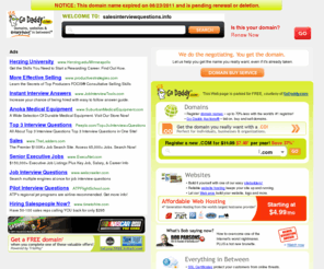 salesinterviewquestions.info: Sales interview questions
Free all samples of sales interview questions for sales manager, sales coordinator, sales assistant, sales director etc