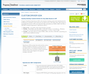odbcsdk.com: Custom Driver SDK - ODBC JDBC OLE DB .NET | DataDirect OpenAccess
DataDirect OpenAccess SDK – Quickly develop custom ODBC, JDBC, OLE DB, or ADO.NET drivers for any data source or application API.