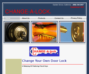 changealock.net: CHANGE-A-LOCK $10.95 rekey kit, precut keys, color coded bottom pins.
CHANGE-A-LOCK $10.95 rekey kit , complete with detailed instructions and precut keys for Kwikset, Schlage, Kwikset UltraMax aka: Titan, Yale/Tru-Bolt, Weiser, Weslock, EZ Set, Defiant, Brinks Kwikset, Brinks Schlage.