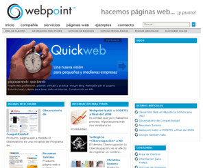webpointstudio.com: Diseño de páginas Web en República Dominicana RD, páginas Web para PYMES- webpoint.com.do
Hacemos páginas web... ¡y punto!, Diseño y desarrollo de páginas Web en la República Dominicana RD para PYMES, alojamiento de páginas Web, webhosting, registro de nombres de dominios, SEO, e-mail corporativo