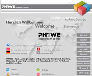 phywe.de: PHYWE: Excellence in science. World class solutions for better education.
PHYWE develops, produces, supplies, and installs: experiments, solution systems, scientific equipment, e-learning systems, software and services such as: training, installation, pre- and after-sales support, technical consulting