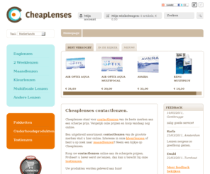 cheaplenses.eu: Contactlenzen Cheaplenses, het grootste aanbod lenzen online aan de scherpste prijzen kopen.
Contactlenzen Cheaplenses. Het grootste aanbod lenzen online kan je aan de scherpste prijzen kopen. Volg onze promoties voor contactlenzen, vergelijk onze prijzen en koop nu online.